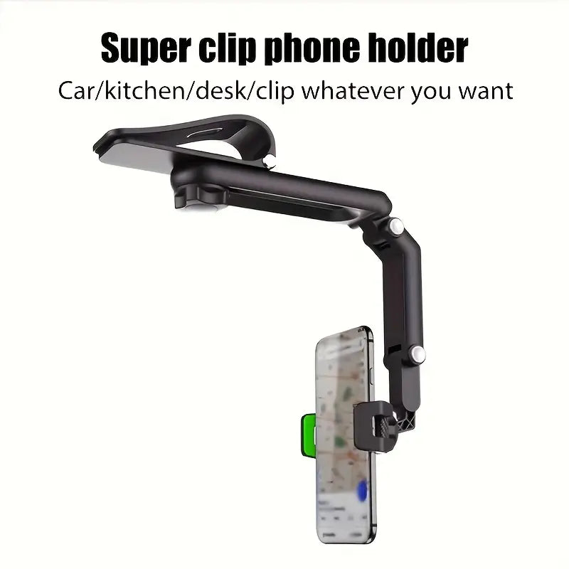 360° Rotating Sun Visor Phone Holder for Car – Universal Adjustable Mount