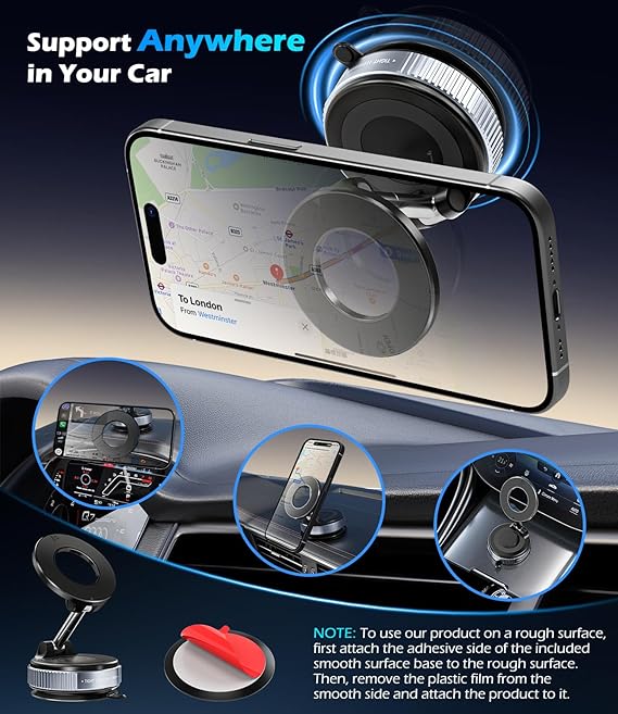Magnetic Phone Holder 360° Adjustable & Foldable for Car/Dashboard