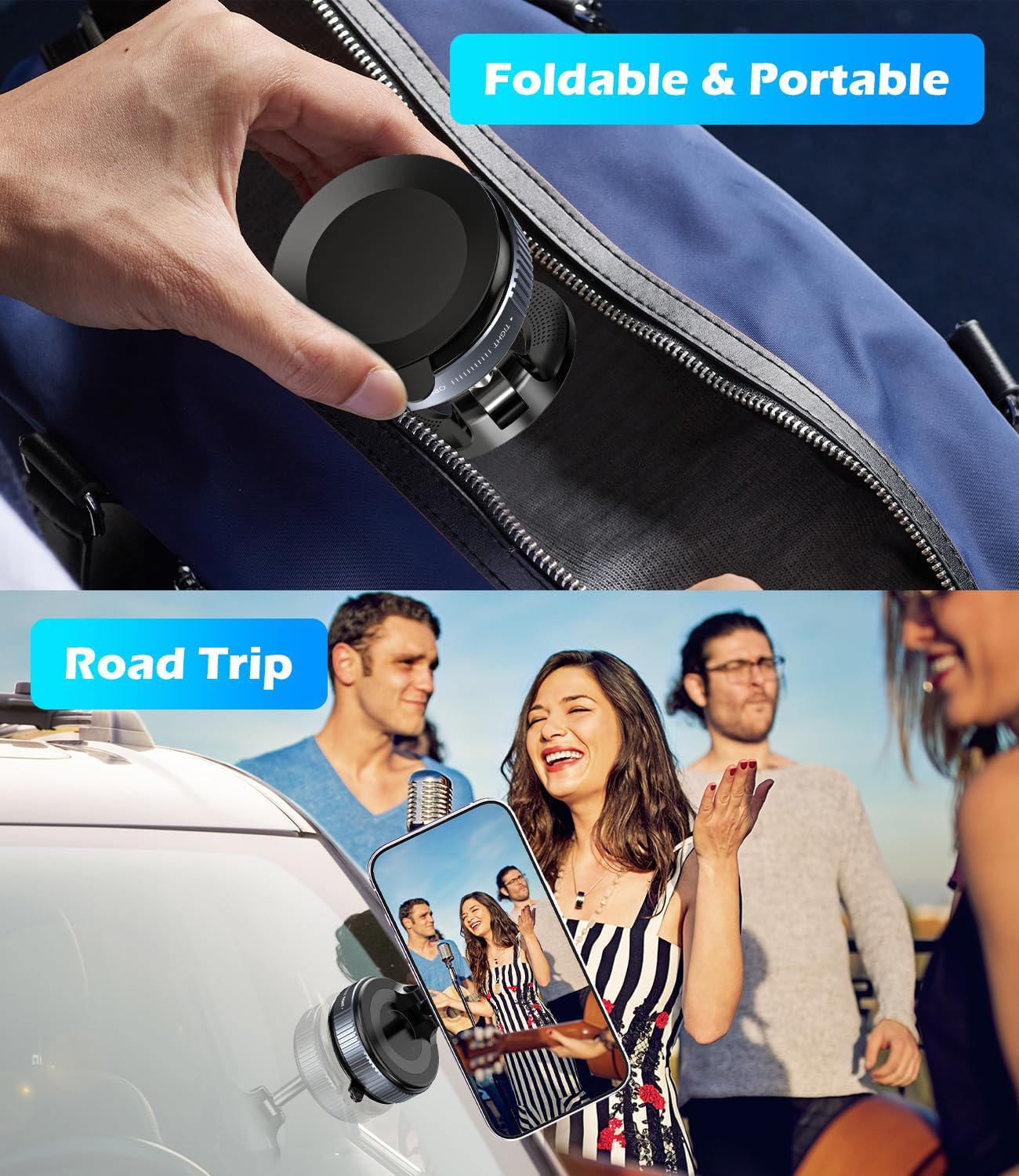 Magnetic Phone Holder 360° Adjustable & Foldable for Car/Dashboard