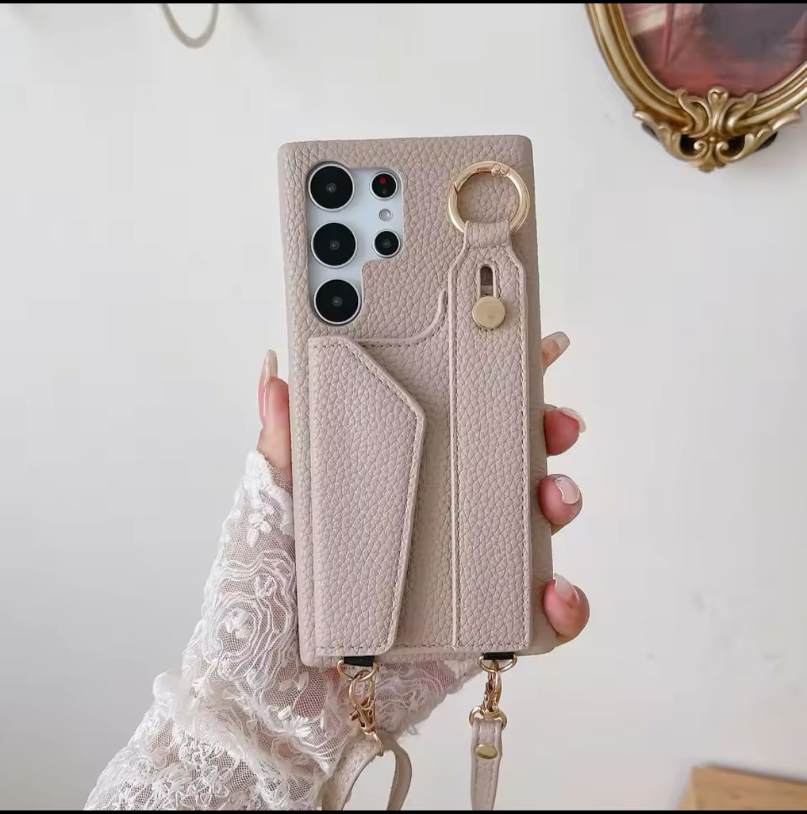 Luxury Phone Case with Integrated Wallet & Adjustable Strap