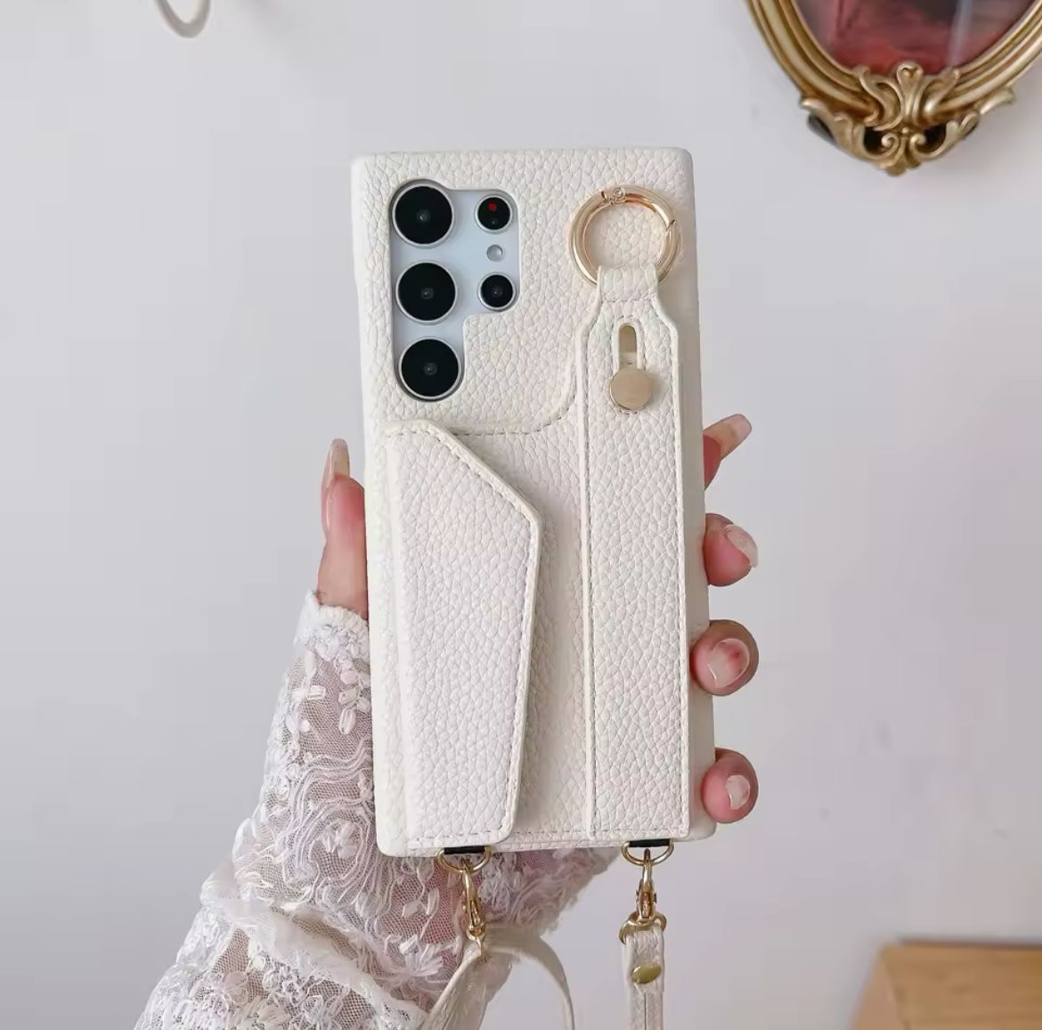 Luxury Phone Case with Integrated Wallet & Adjustable Strap
