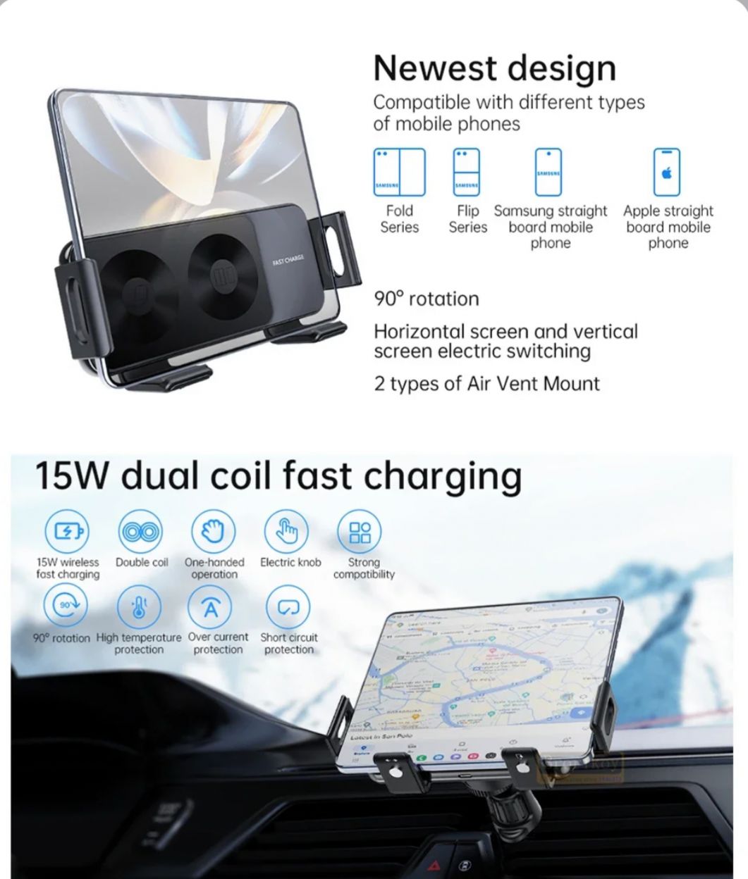 Auto Clamping Wireless Car Holder – Galaxy Z Fold & S / S Ultra