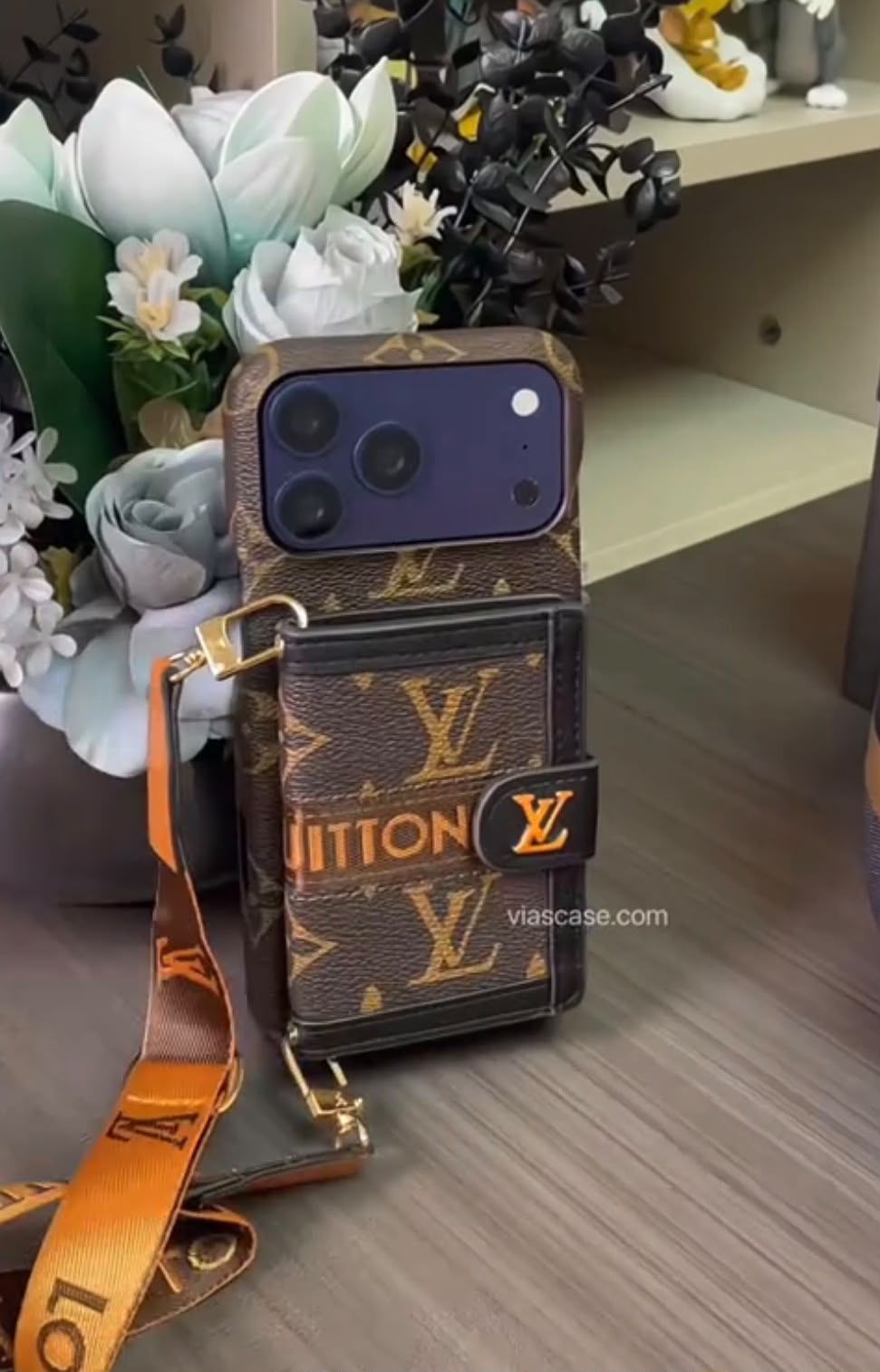 Luxury Monogram Crossbody Wallet Case