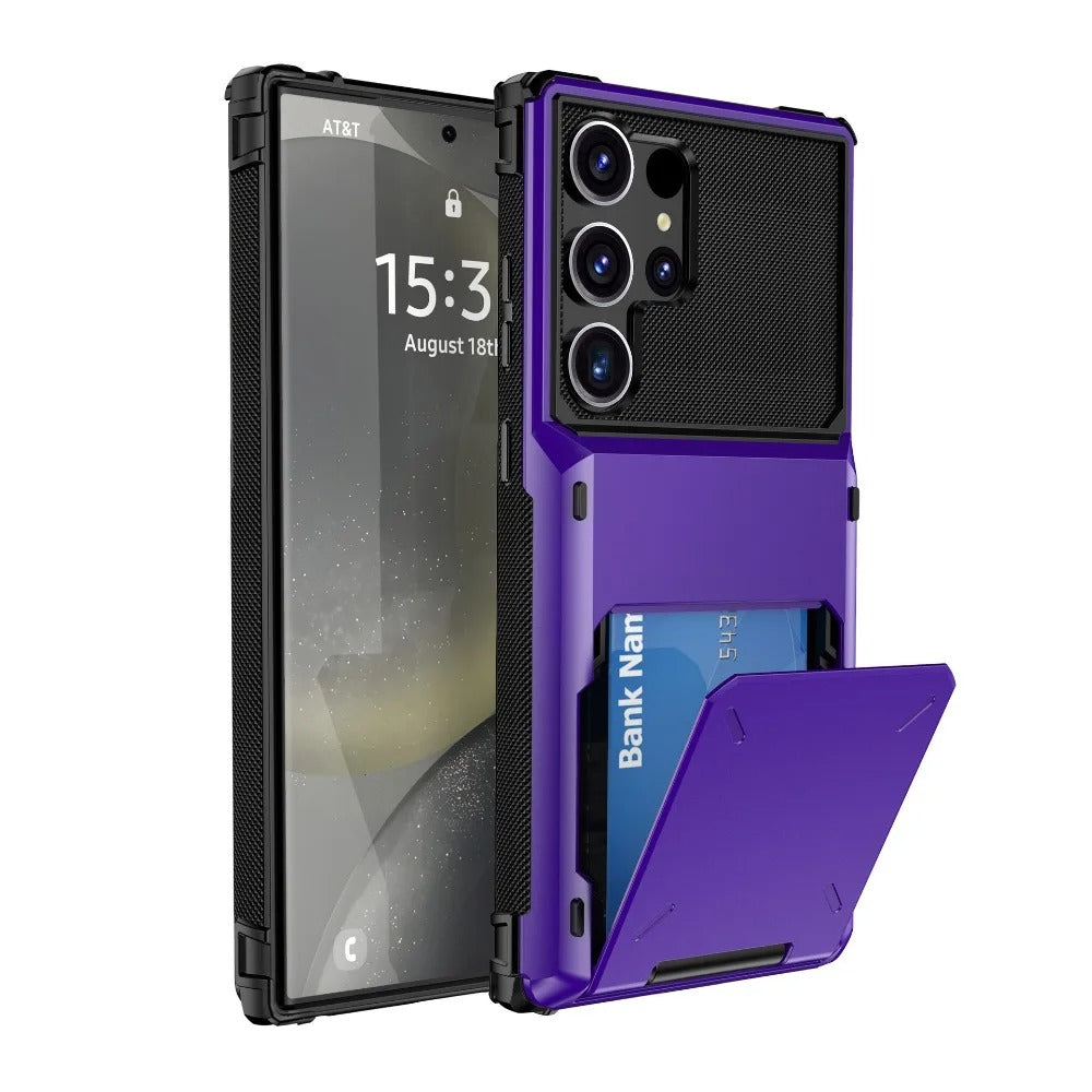 Slim Wallet Case with Card Holder – Shockproof PU Leather Protective Cover