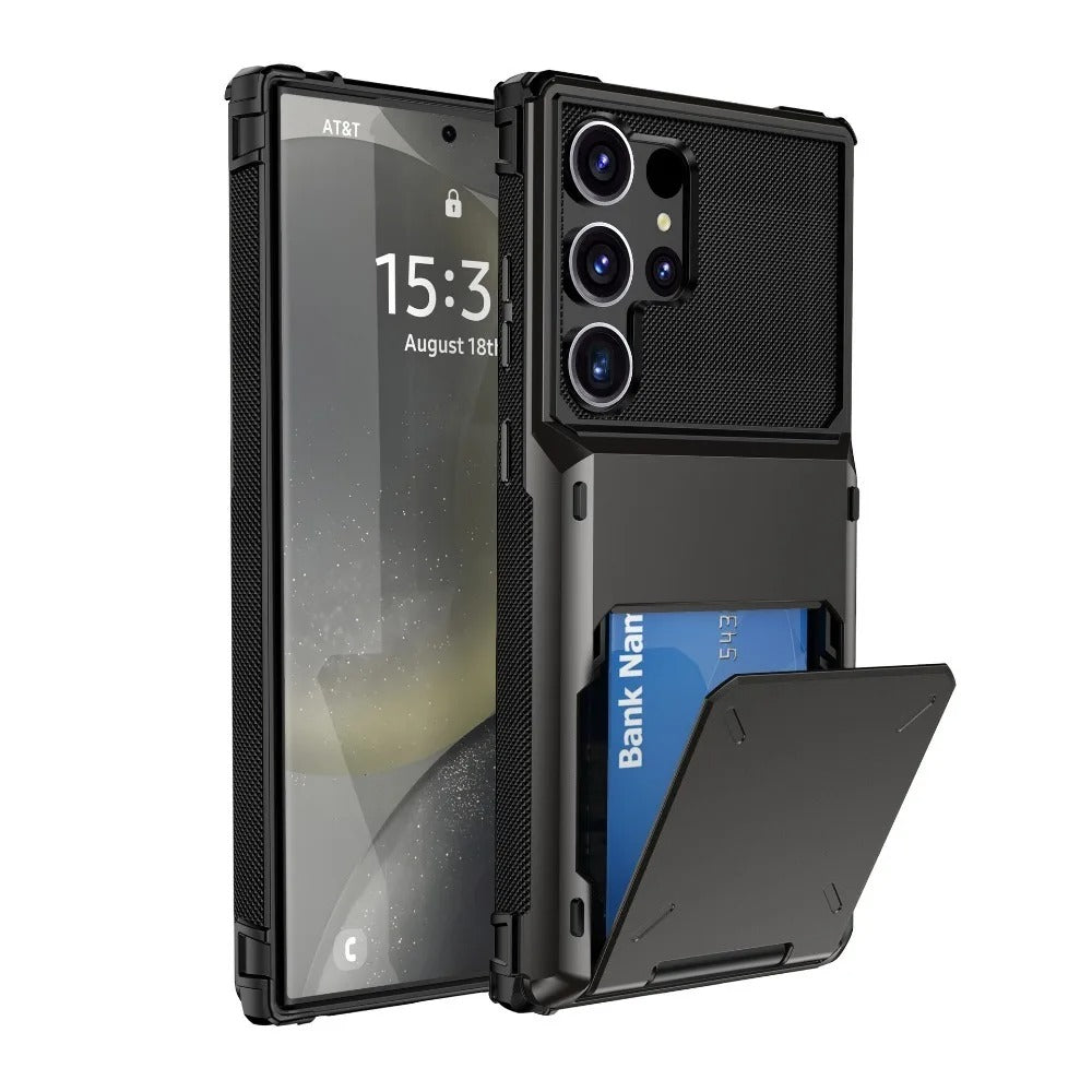Slim Wallet Case with Card Holder – Shockproof PU Leather Protective Cover