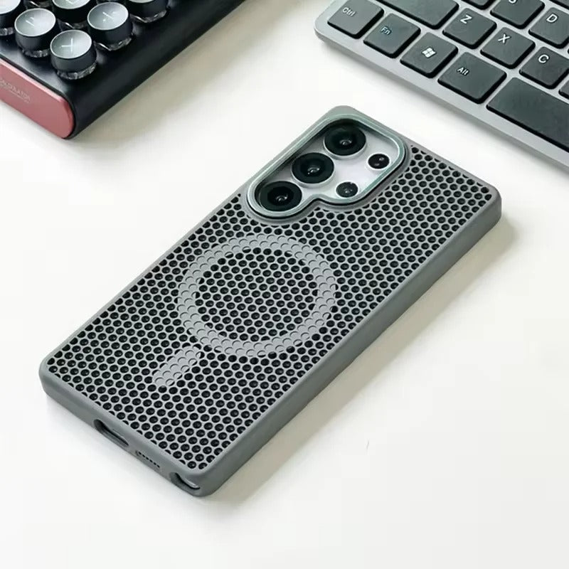 Honeycomb Cooling MagSafe Case – Matte Hard PC Armor for Galaxy S Ultra