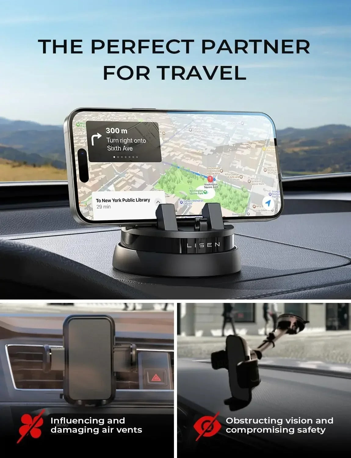360 Rotation Air Vent Phone Stand Folding Dashboard Mobile Phone Holder