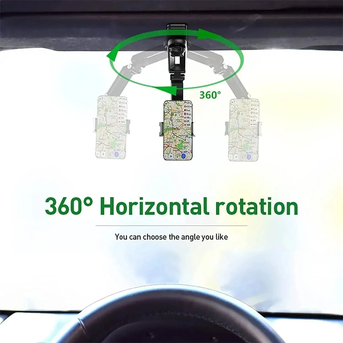 360° Rotating Sun Visor Phone Holder for Car – Universal Adjustable Mount