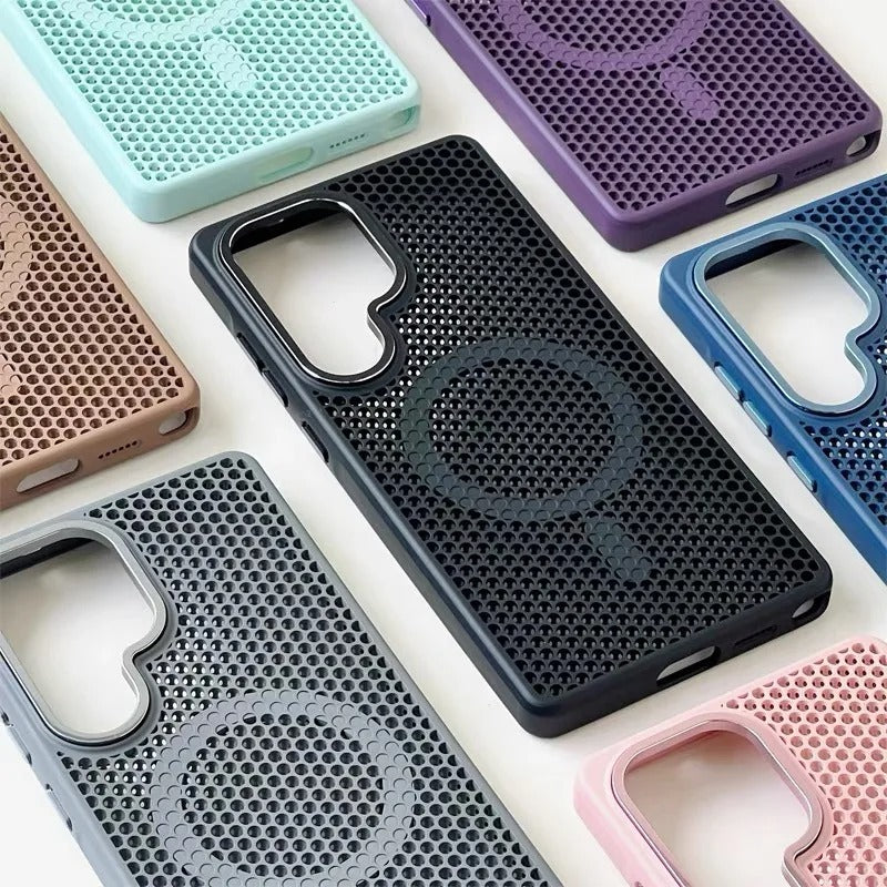 Honeycomb Cooling MagSafe Case – Matte Hard PC Armor for Galaxy S Ultra