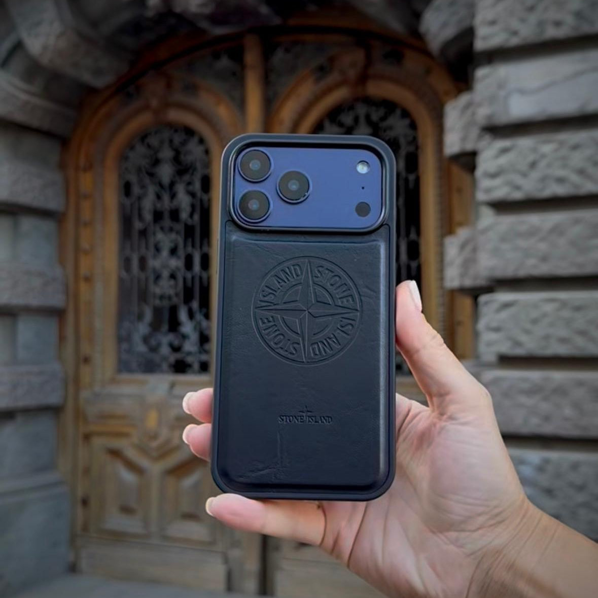 Embossed Leather Case – Midnight Navy