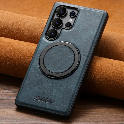 Coque similicuir 360° rotatif, charge sans fil, pour Samsung S Ultra