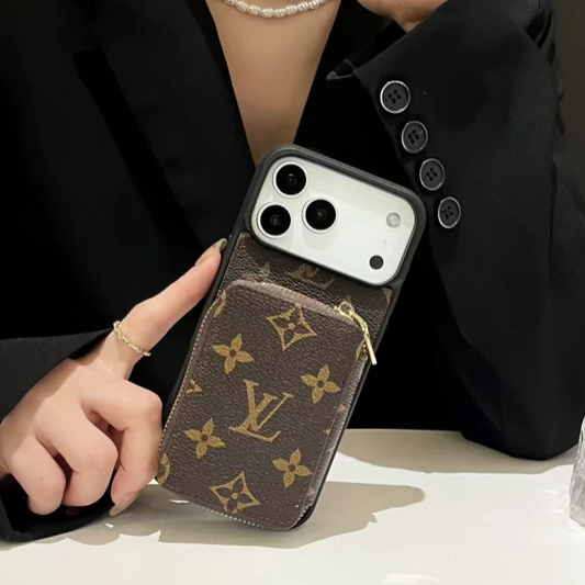 Wallet Phone Case with Zipper Pocket & Adjustable Strap