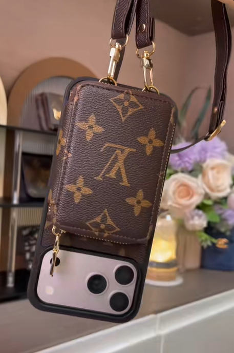 Wallet Phone Case with Zipper Pocket & Adjustable Strap