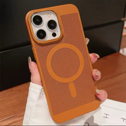 Metal Lens Protection Heat Dissipation Magnetic Magsafe Wireless Charge Hard Phone Case For iPhone 11 12 13 14 15 Pro Max Cover