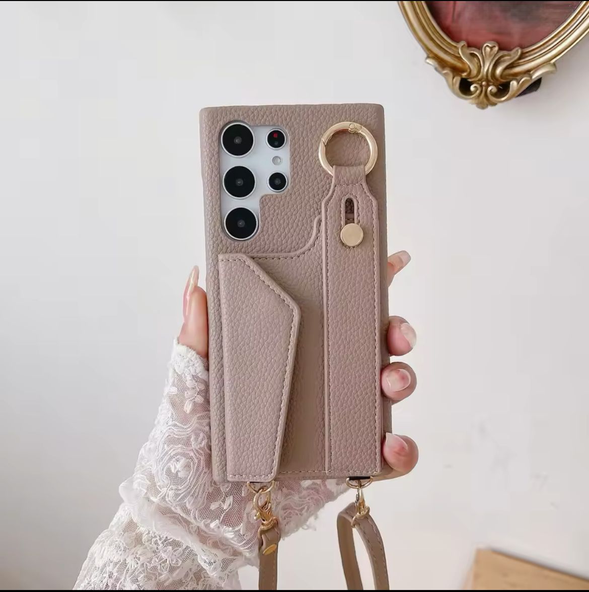 Luxury Phone Case with Integrated Wallet & Adjustable Strap