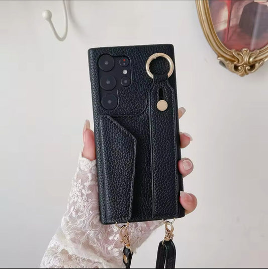 Luxury Phone Case with Integrated Wallet & Adjustable Strap