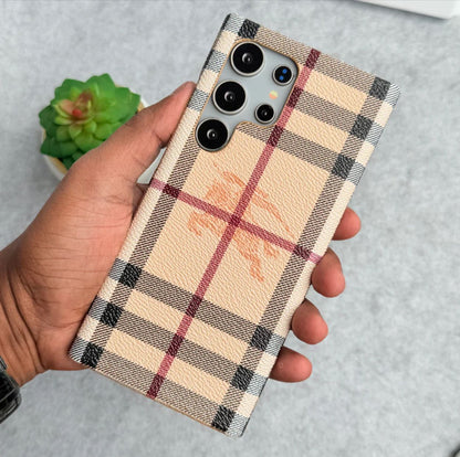 Elegant Check Leather Case
