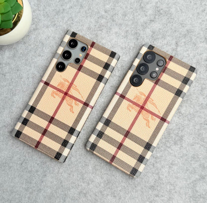 Elegant Check Leather Case