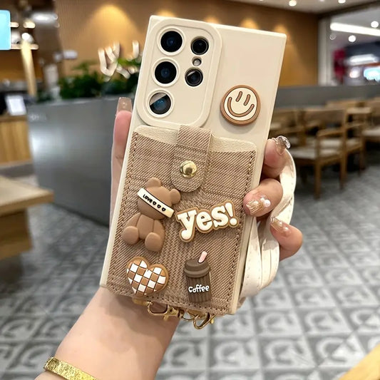 3D Bear & Coffee Charm Crossbody