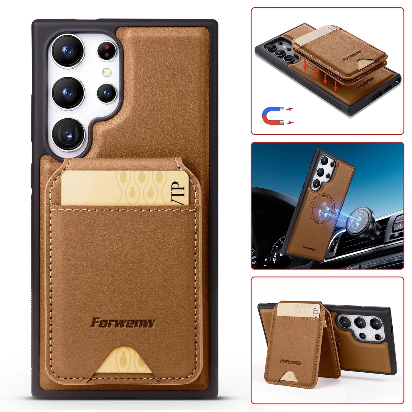 Leather Wallet 2-in-1 Detachable Vertical Cover